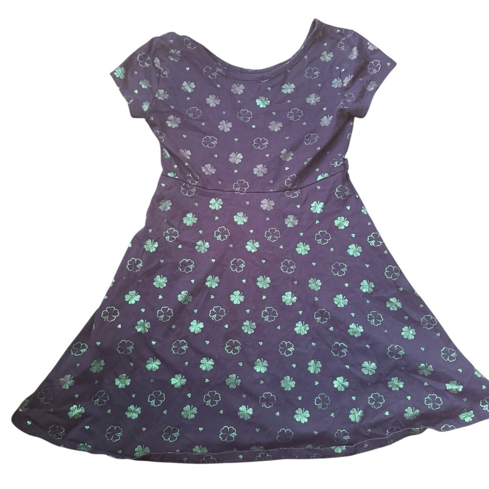 6/$20 George Girls Size 7/8 Dark blue dress with green Clovers Kids Dress